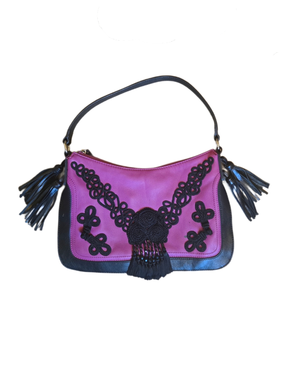 Vintage Mary Norton "Frosting" Purple and Black Embroidered Shoulder Bag!
